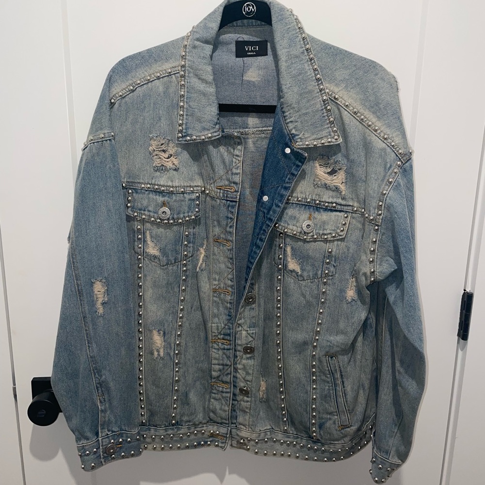 VICI | Distressed Oversized Jean Jacket